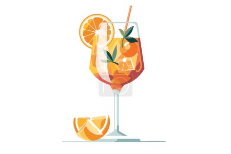 Téléchargez les illustrations : Aperol spritz été cocktail isolé de style vectoriel - en licence libre de droit