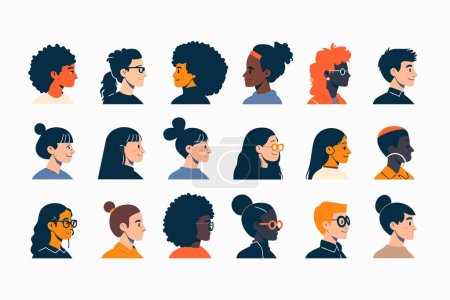 Illustration for Inclusive group of people avatar set isolated vector style - Royalty Free Image