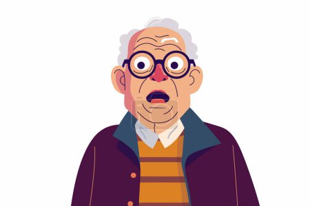 old man with surprised expression isolated vector style