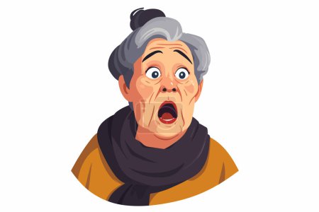 Ilustración de Anciana con expresión sorprendida estilo vectorial aislado - Imagen libre de derechos