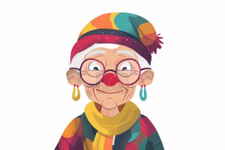 Illustration for Old woman clown isolated vector style - Royalty Free Image