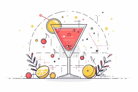 Illustration for Cosmopolitan coctail isolated vector style - Royalty Free Image
