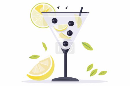 Téléchargez les illustrations : Martini coctail style vecteur isolé - en licence libre de droit