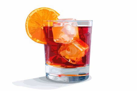 Illustration for Negroni coctail isolated vector style - Royalty Free Image