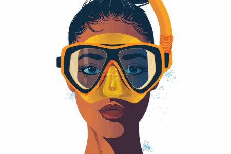 Illustration for Woman wearing scuba diving mask isolated vector style - Royalty Free Image