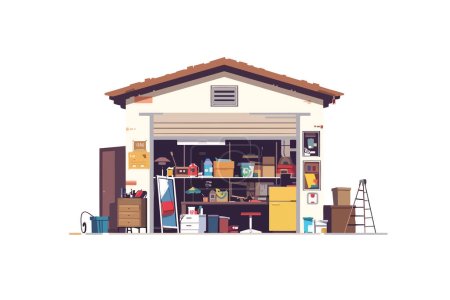 Téléchargez les illustrations : Garage Vente style vectoriel isolé - en licence libre de droit