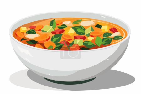 Illustration for Homemade Spring Vegetable Soup isolated vector style - Royalty Free Image