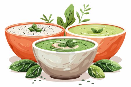 Ilustración de Sopa de verduras casera estilo vectorial aislado - Imagen libre de derechos