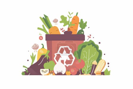Ilustración de Reciclaje y compostaje Cocina Residuos aislados estilo vectorial - Imagen libre de derechos