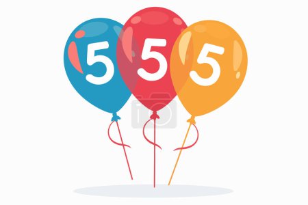 Illustration for Ballons with number 5 isolated vector style - Royalty Free Image
