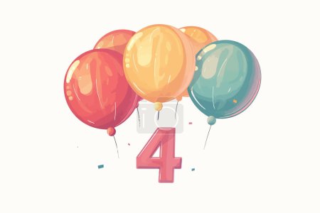 Photo for Ballons with number 4 isolated vector style - Royalty Free Image