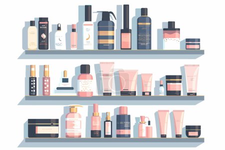 Téléchargez les illustrations : Collection de contenants de produits cosmétiques de beauté sur d style vectoriel isolé - en licence libre de droit