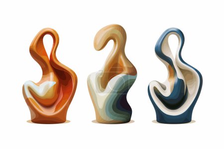 Illustration for Modern abstract decor sculpture set isolated vector style - Royalty Free Image