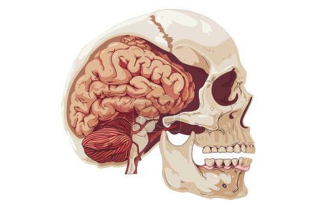Illustration for Skull brain gastrointestinal system education anatomy isolated vector style - Royalty Free Image