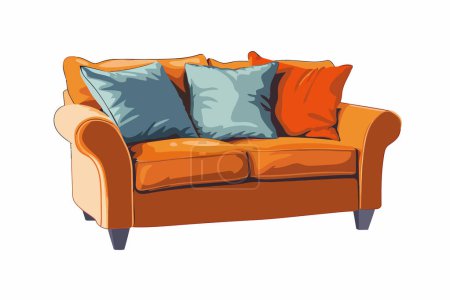 Téléchargez les illustrations : Coussins canapé style vectoriel isolé - en licence libre de droit