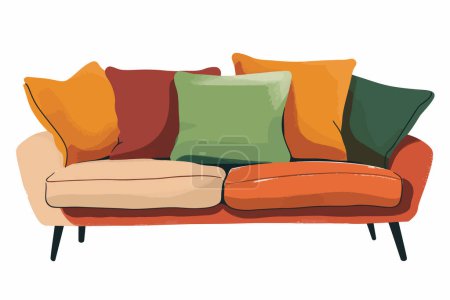 Téléchargez les illustrations : Coussins canapé style vectoriel isolé - en licence libre de droit