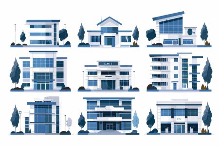 Illustration for Clinic building set isolated vector style - Royalty Free Image