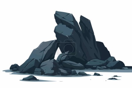 Felsen auf schwarzem Sand Strand gesetzt isoliert Vektor-Stil