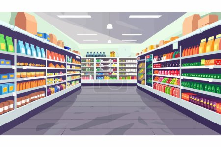 Téléchargez les illustrations : Supermarché intérieur isolé style vectoriel - en licence libre de droit
