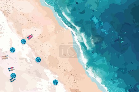 Illustration for Top view aerial shot of beach isolated vector style - Royalty Free Image