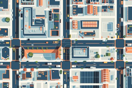 Illustration for Top view aerial shot of city isolated vector style - Royalty Free Image