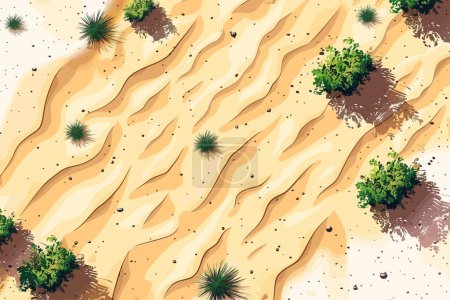 Illustration for Top view aerial shot of desert isolated vector style - Royalty Free Image