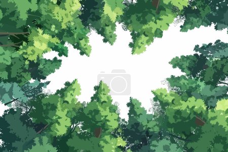 Téléchargez les illustrations : Vue de dessus vue aérienne du style vectoriel isolé de la forêt - en licence libre de droit