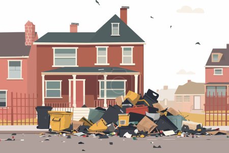 Téléchargez les illustrations : Tas de déchets dans le style vectoriel isolé rue - en licence libre de droit