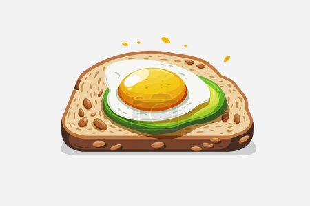 Illustration for Bread with avocado and egg isolated vector style - Royalty Free Image