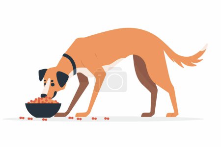 dog with bowl of food isolated vector style