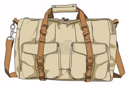 Illustration for Fabric travel bag with straps isolated vector style - Royalty Free Image