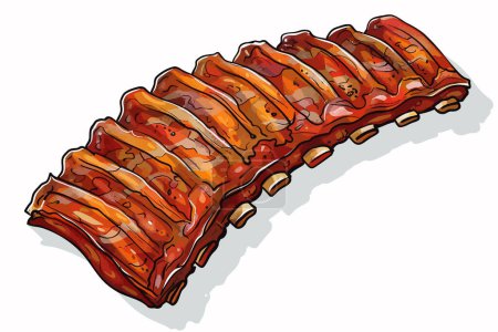 Téléchargez les illustrations : Côtes de porc grillées style vecteur isolé - en licence libre de droit