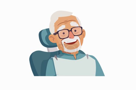 Téléchargez les illustrations : Vieil homme chez le dentiste style vectoriel isolé - en licence libre de droit