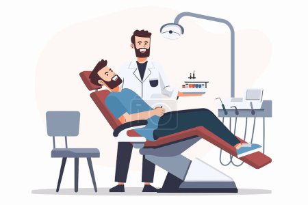Téléchargez les illustrations : Homme chez le dentiste style vectoriel isolé - en licence libre de droit