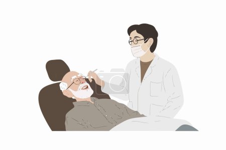 Illustration for Old man at the dentist isolated vector style - Royalty Free Image