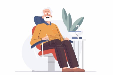 Illustration for Old man at the dentist isolated vector style - Royalty Free Image