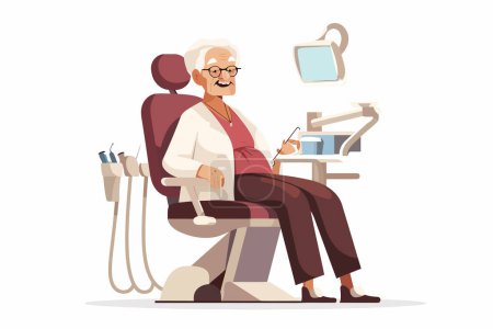 Illustration for Old woman at the dentist isolated vector style - Royalty Free Image