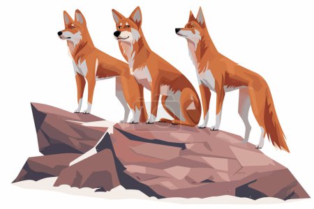 Illustration for Dingos on a rock isolated vector style - Royalty Free Image