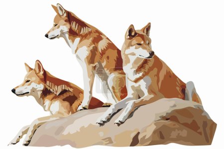 Téléchargez les illustrations : Dingos sur un style vectoriel isolé de pierre - en licence libre de droit