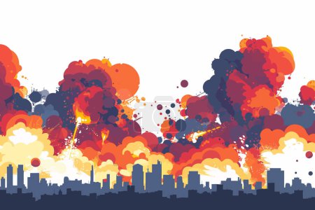 explosions sur le style vectoriel isolé de la ville