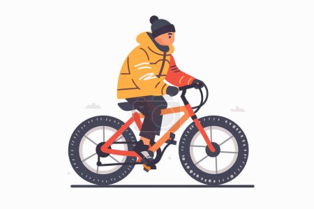 Illustration for Kid staying with bycicle isolated vector style - Royalty Free Image