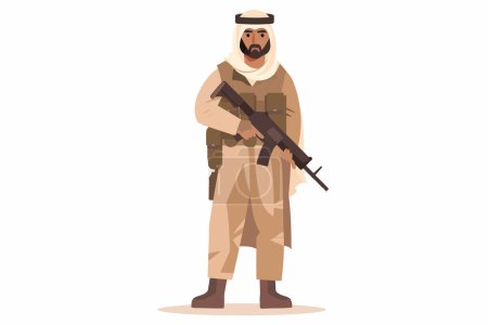 Ilustración de Oriente Medio soldado árabe aislado estilo vector - Imagen libre de derechos