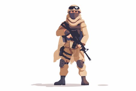 Téléchargez les illustrations : Mideast Arabic soldat isolé style vectoriel - en licence libre de droit