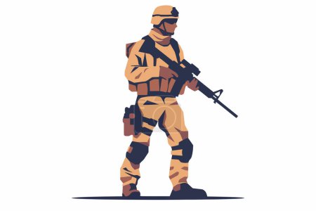 Téléchargez les illustrations : Mideast soldat isolé style vectoriel - en licence libre de droit