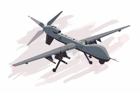 Illustration for Military drone flying in sky isolated vector style - Royalty Free Image