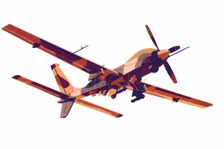 Illustration for Military drone flying in sky isolated vector style - Royalty Free Image