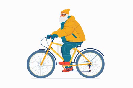 Téléchargez les illustrations : Vieil homme restant avec le style vectoriel isolé de bycicle - en licence libre de droit
