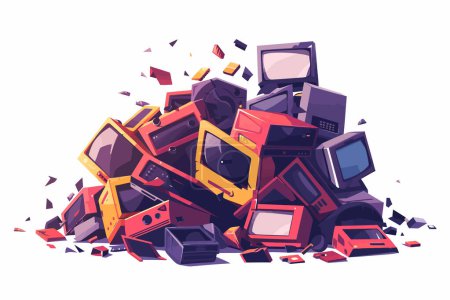 Illustration for Pile of e-waste isolated vector style - Royalty Free Image