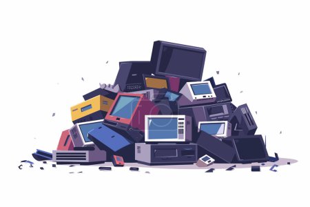 Pile of e-waste isolated vector style