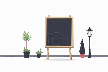 Illustration for Signboard on the street. Empty menu board stand isolated vector style - Royalty Free Image